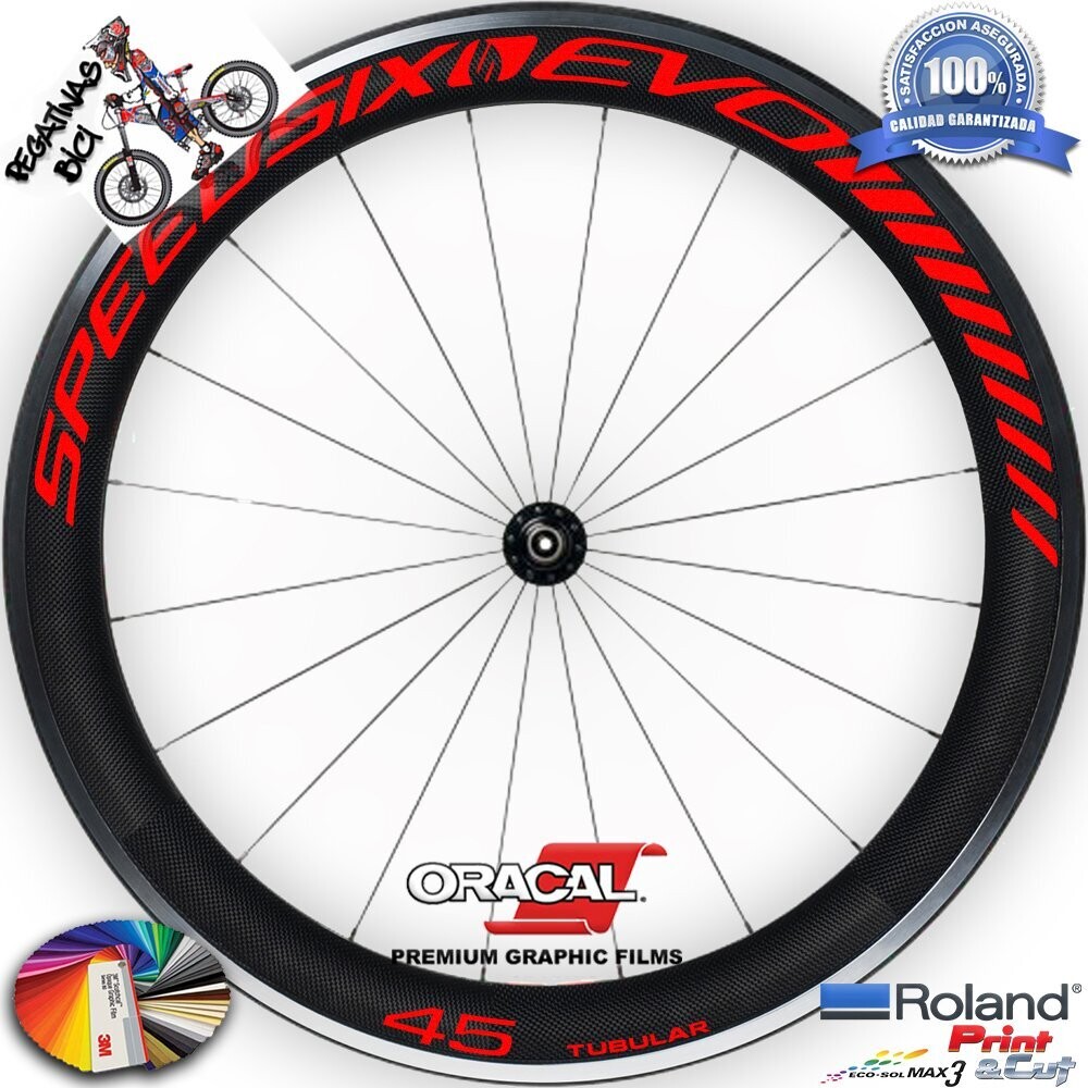 PEGATINAS LLANTAS SPEEDSIX EVO 45 TUBULAR  WH78, COLOR: ROJO FLUOR