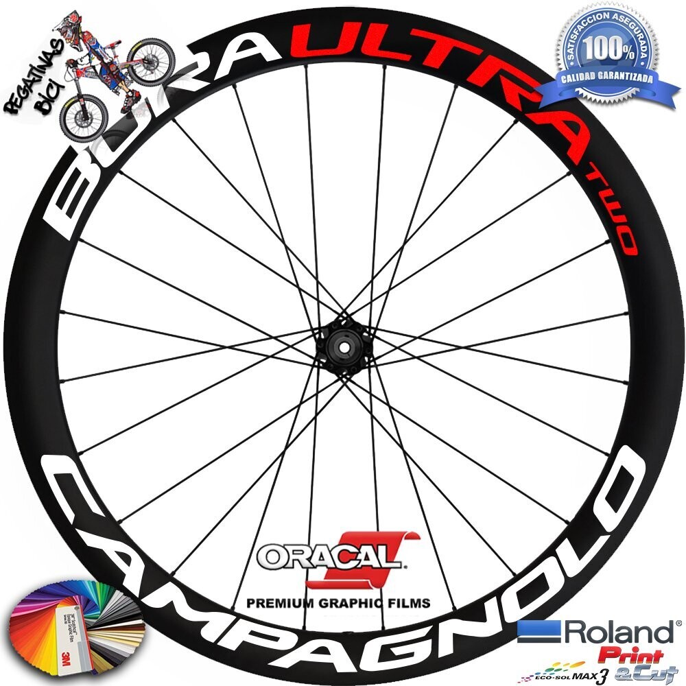 PEGATINAS LLANTAS CAMPAGNOLO BORA ULTRA TWO MOD 01 WH90, COLOR: ROJO FLUOR