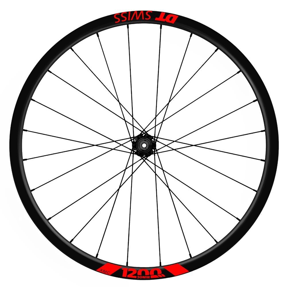 KIT DE PEGATINAS COMPATIBLES PARA LLANTAS DT SWISS XMC 1200 30 2021-22 WH116, COLOR: ROJO FLUOR