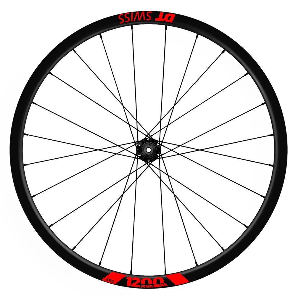 KIT DE PEGATINAS COMPATIBLES PARA LLANTAS DT SWISS XRC 1200 30MM 2021-22 WH117, COLOR: ROJO FLUOR