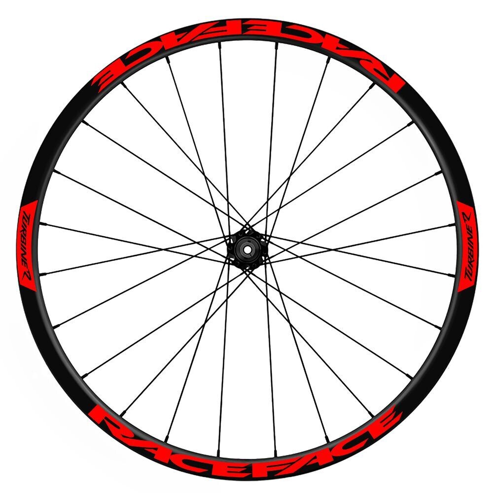 KIT DE PEGATINAS COMPATIBLES PARA LLANTAS RACEFACE TURBINE R ASIMETRIC 2022 WH134, COLOR: ROJO FLUOR