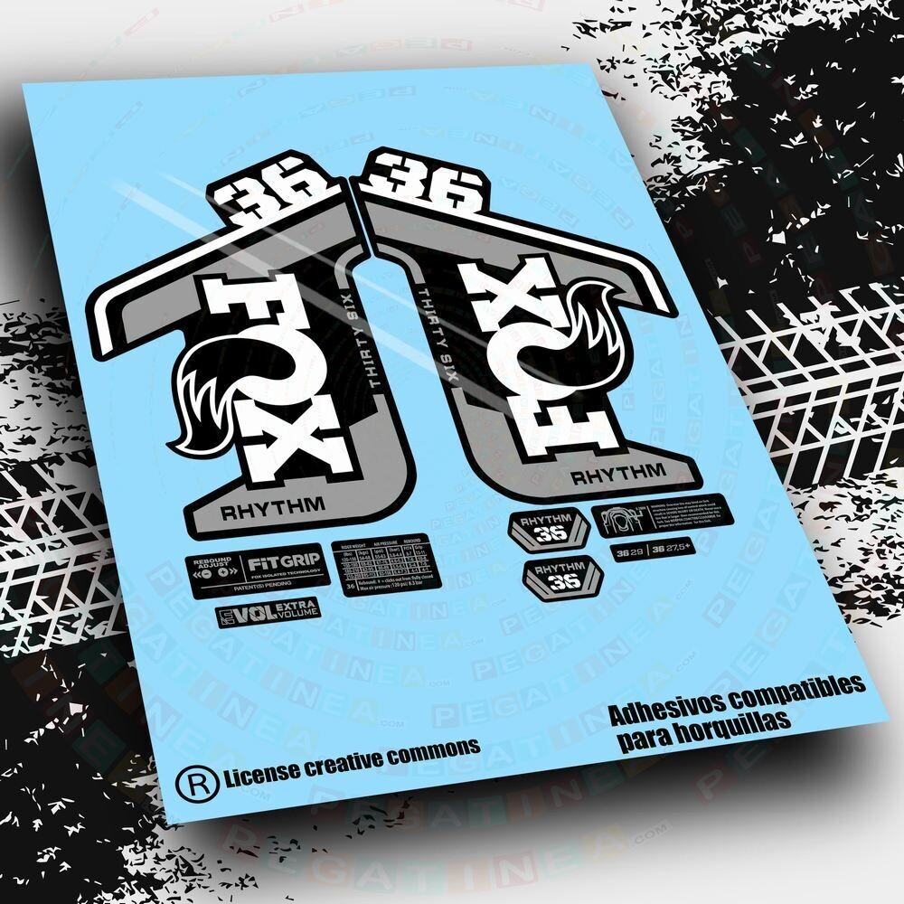 KIT DE PEGATINAS COMPATIBLES PARA HORQUILLAS FOX 36 RHYTHM 2021-21 BICOLOR WP458, COLOR: BLANCO