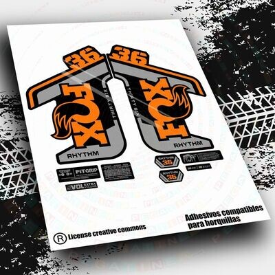 KIT DE PEGATINAS COMPATIBLES PARA HORQUILLAS FOX 36 RHYTHM 2021-21 BICOLOR WP458