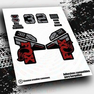KIT DE PEGATINAS COMPATIBLES PARA HORQUILLAS FOX 32 STEP CAST FACTORY 2021-22 BICOLOR WP466