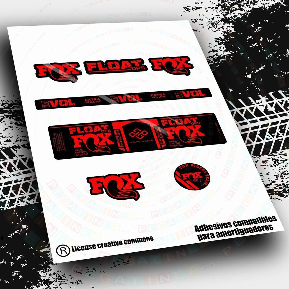 KIT DE PEGATINAS COMPATIBLES PARA FOX FLOAT DPS ELITE 2021-22 WP473, COLOR: ROJO FLUOR