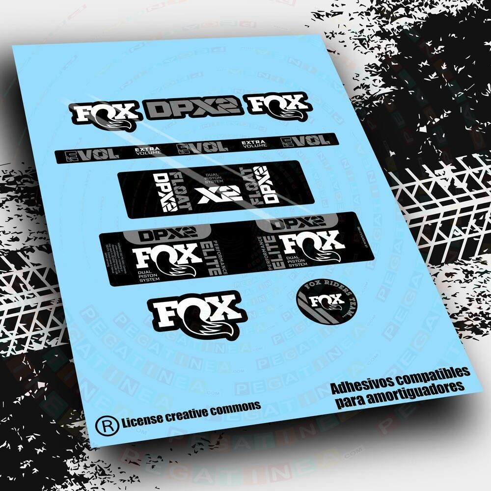 KIT DE PEGATINAS COMPATIBLES PARA FOX FLOAT DPX2 ELITE 2021-22 WP475, COLOR: BLANCO
