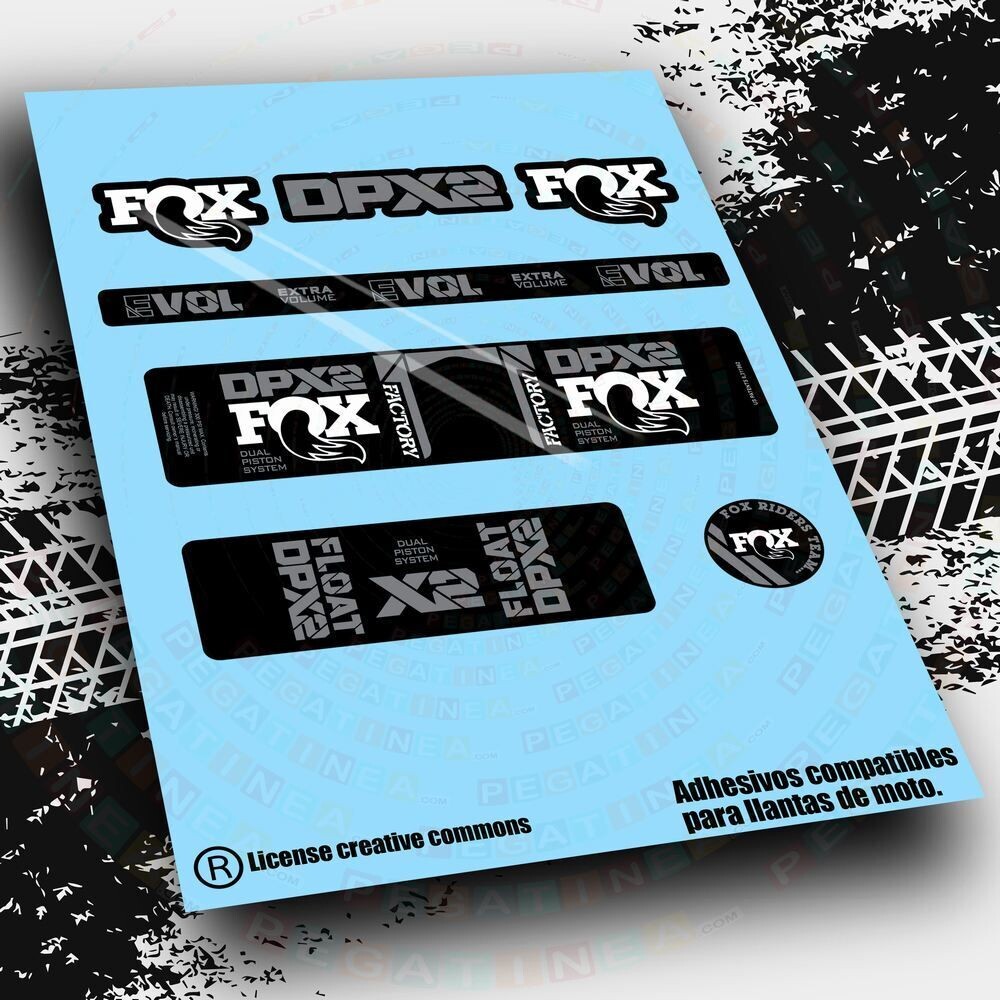 KIT DE PEGATINAS COMPATIBLES PARA AMORTIGUADOR FOX FLOAT DPX2 FACTORY 2021-22 WP477, COLOR: BLANCO