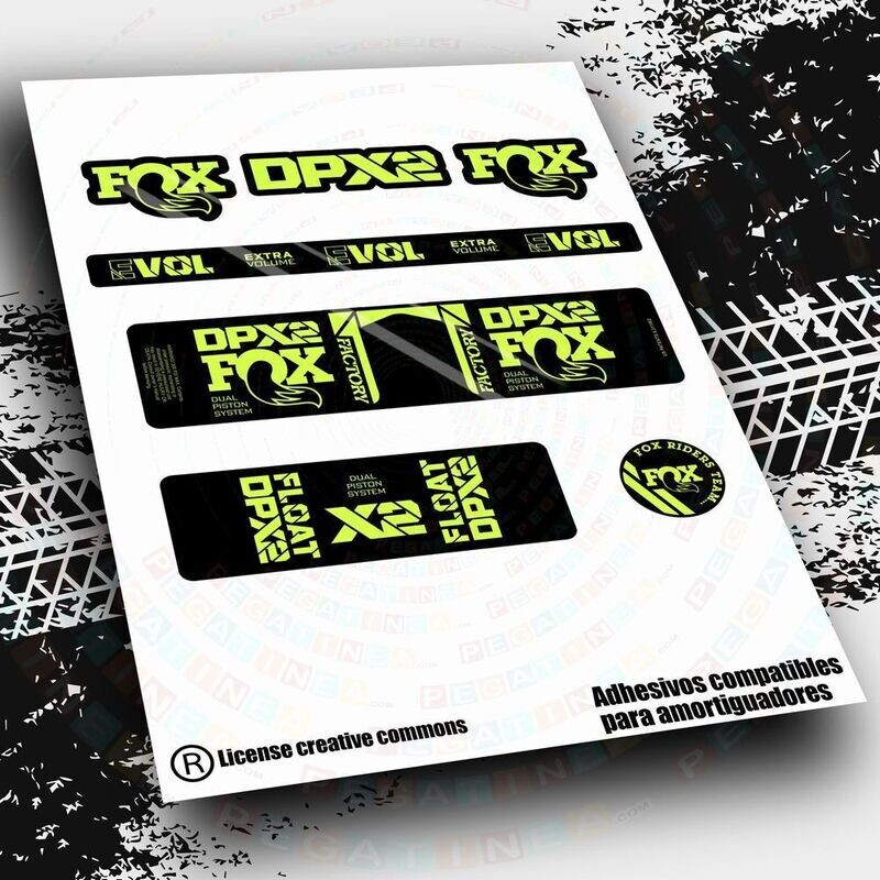 KIT DE PEGATINAS COMPATIBLES PARA AMORTIGUADOR FOX FLOAT  DPX2 FACTORY  2021-22 WP478