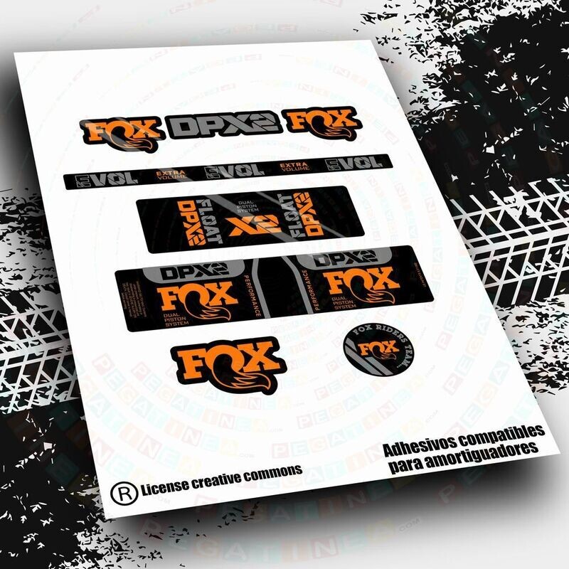 KIT DE PEGATINAS COMPATIBLES PARA AMORTIGUADOR FOX FLOAT DPX2 PERFORMANCE 2021-22 WP480