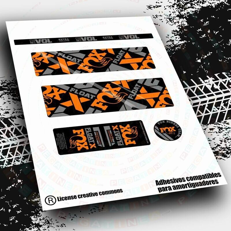 KIT DE PEGATINAS COMPATIBLES PARA AMORTIGUADOR FOX FLOAT X ELITE 2021-22 WP486