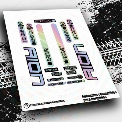 KIT DE PEGATINAS COMPATIBLES PARA HORQUILLAS SR SUNTOUR AION 34 Y 35mm WP499 KIT DE PEGATINAS COMPATIBLES PARA HORQUILLAS SR SUNTOUR AION 34 Y 35mm WP499