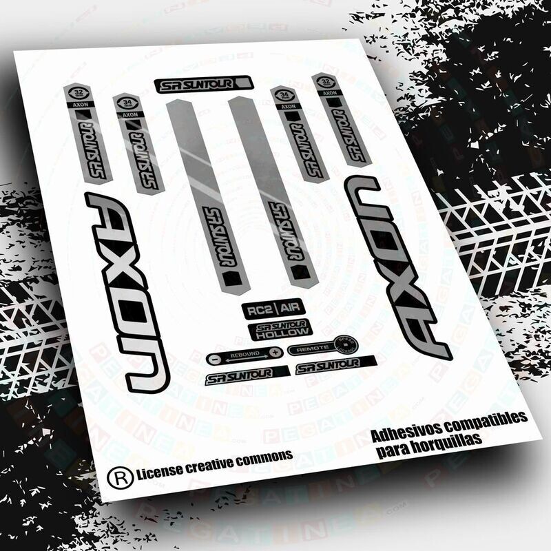 KIT DE PEGATINAS COMPATIBLES PARA HORQUILLAS SR SUNTOUR AXON 32mm Y 34MM WP502