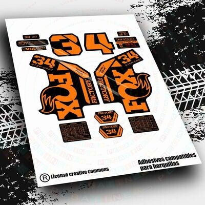 KIT DE PEGATINAS COMPATIBLES PARA HORQUILLAS FOX 34 STEP CAST FACTORY 2022 WP511