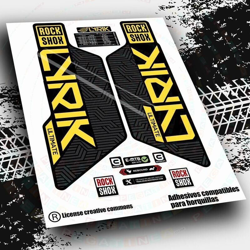 KIT DE PEGATINAS COMPATIBLES PARA HORQUILLAS ROCKSHOX LYRYK  ULTIMATE FLIGHT ATTENDANT 2022 BICOLOR WP525