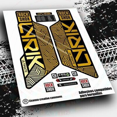 KIT DE PEGATINAS COMPATIBLES PARA HORQUILLAS ROCKSHOX LYRIK ULTIMATE FLIGHT ATTENDANT 2022 WP526