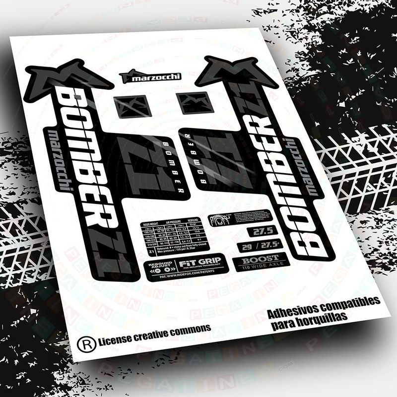 KIT DE PEGATINAS COMPATIBLES PARA HORQUILLAS MARZOCCHI BOMBER Z1 BICOLOR WP542