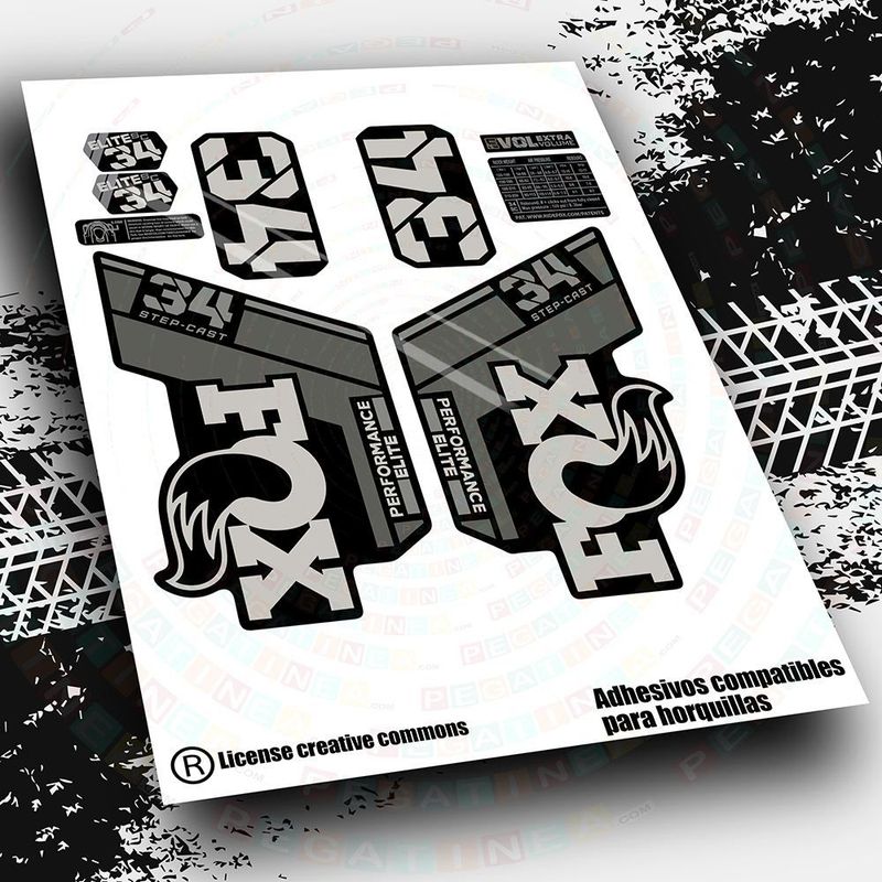 KIT DE PEGATINAS COMPATIBLES PARA HORQUILLAS FOX 34 SC ELITE 2021-2023 WP551