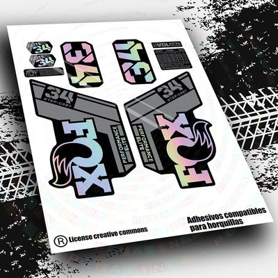 KIT DE PEGATINAS COMPATIBLES PARA HORQUILLAS FOX 34 SC ELITE 2022-203 BICOLOR WP553