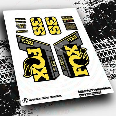 KIT DE PEGATINAS COMPATIBLES PARA HORQUILLAS FOX 38 ELITE EBIKE 2021-2023 BICOLOR WP557
