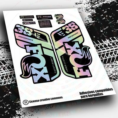 KIT DE PEGATINAS COMPATIBLES PARA HORQUILLAS FOX 38 PERFORMANCE EBIKE WP558
