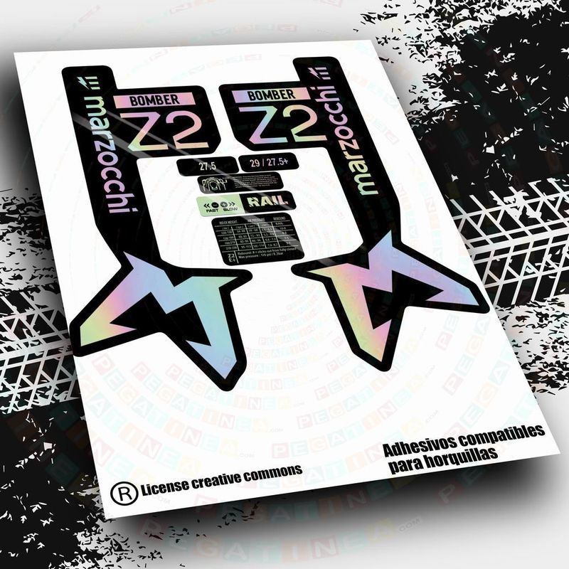 KIT DE PEGATINAS COMPATIBLES PARA HORQUILLAS MARZOCCHI BOMBER Z2 EBIKE 2024 WP580