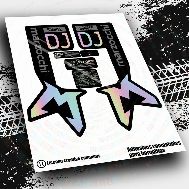 KIT DE PEGATINAS COMPATIBLES PARA HORQUILLAS MARZOCCHI BOMBER DJ 2024  BICOLOR WP586
