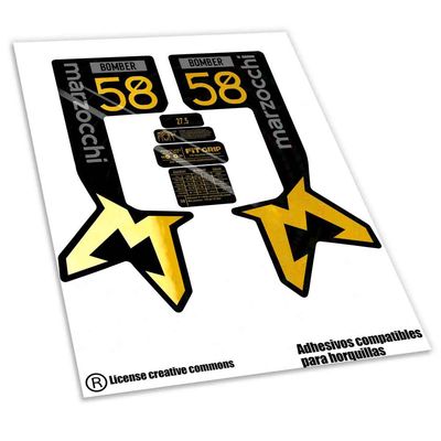KIT DE PEGATINAS COMPATIBLES PARA HORQUILLAS MARZOCCHI BOMBER 58 2024 BICOLOR WP587
