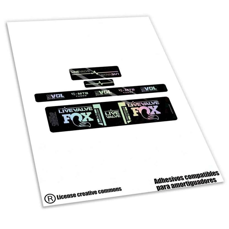 KIT DE PEGATINAS COMPATIBLES PARA AMORTIGUAGOR  FOX ELITE LIVE VALVE WP590