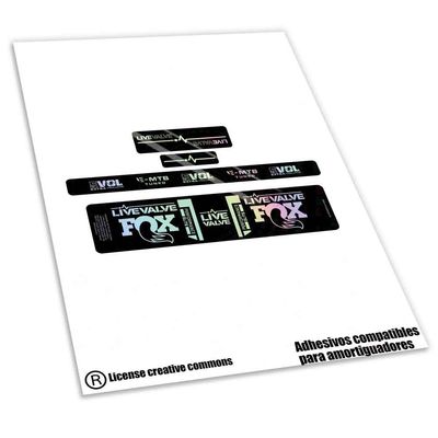 KIT DE PEGATINAS COMPATIBLES PARA AMORTIGUAGOR FOX ELITE LIVE VALVE WP590 KIT DE PEGATINAS COMPATIBLES PARA AMORTIGUAGOR FOX ELITE LIVE VALVE WP590