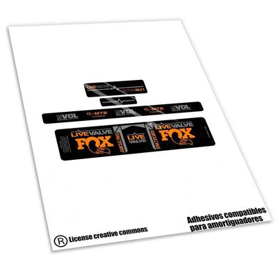 KIT DE PEGATINAS COMPATIBLES PARA AMORTIGUAGOR FOX FACTORY LIVE VALVE BICOLOR WP591