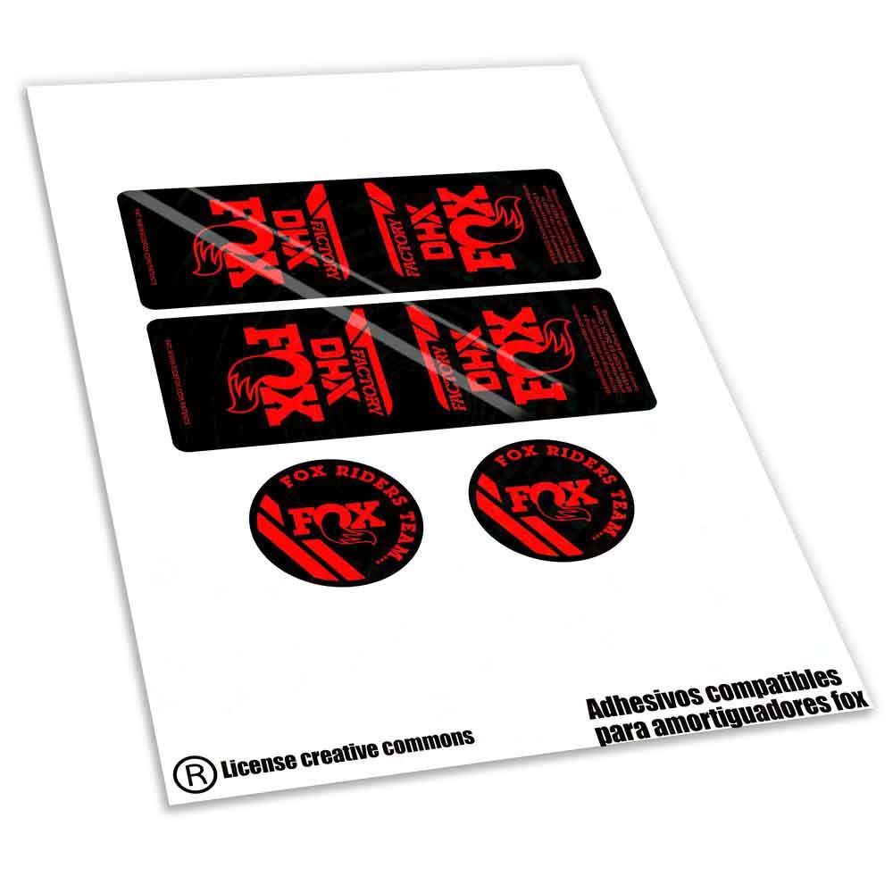 KIT DE PEGATINAS COMPATIBLES PARA AMORTIGUAGOR FOX DHX FACTORY 2023-24 WP599, COLOR: ROJO FLUOR