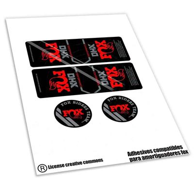 KIT DE PEGATINAS COMPATIBLES PARA AMORTIGUAGOR  FOX DHX PERFORNCE 2023 BICOLOR WP602