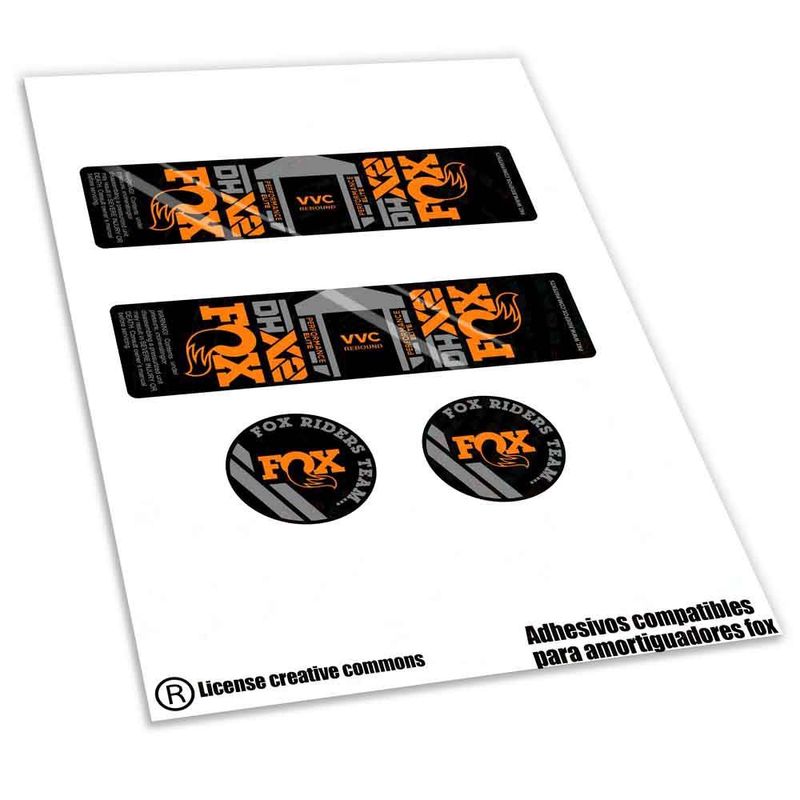 KIT DE PEGATINAS COMPATIBLES PARA AMORTIGUAGOR FOX DHX2 ELITE BICOLOR WP604