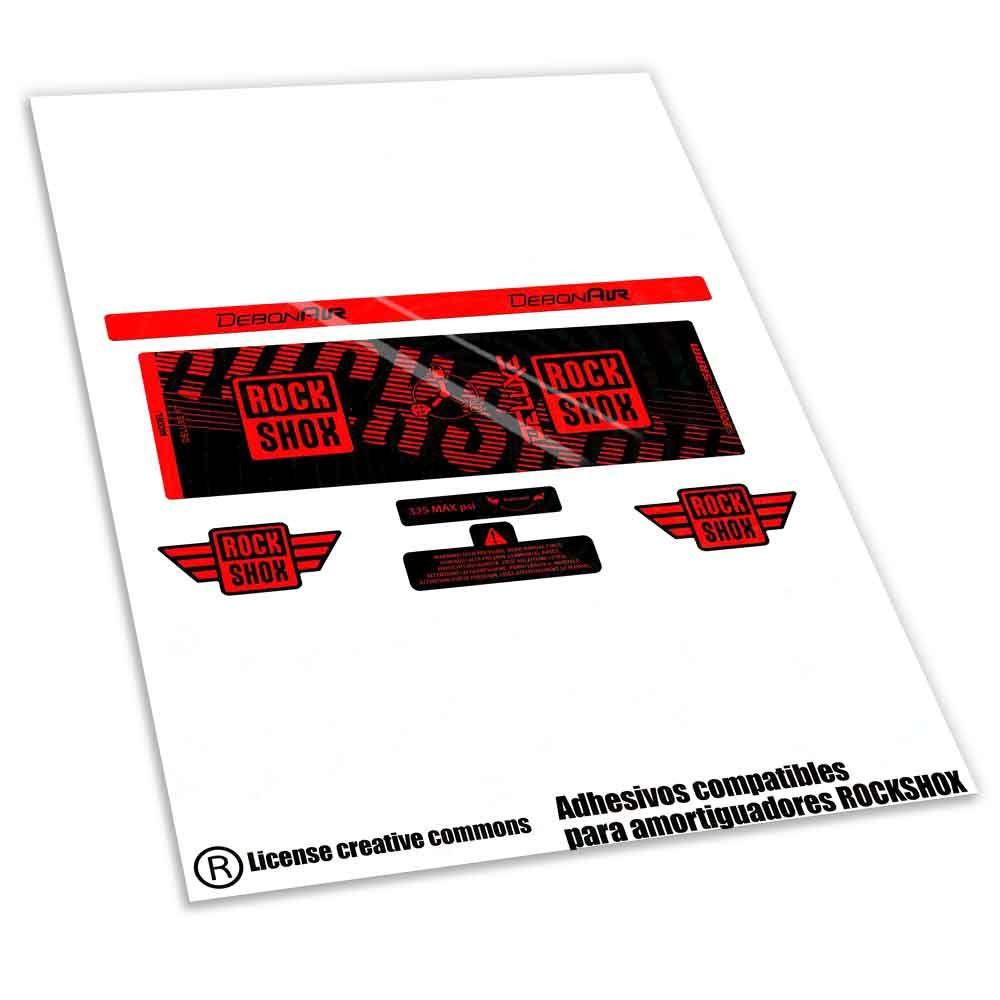 KIT DE PEGATINAS COMPATIBLES PARA AMORTIGUADOR ROCKSHOX DELUXE R- RT3  2018-19 WP607, COLOR: ROJO FLUOR