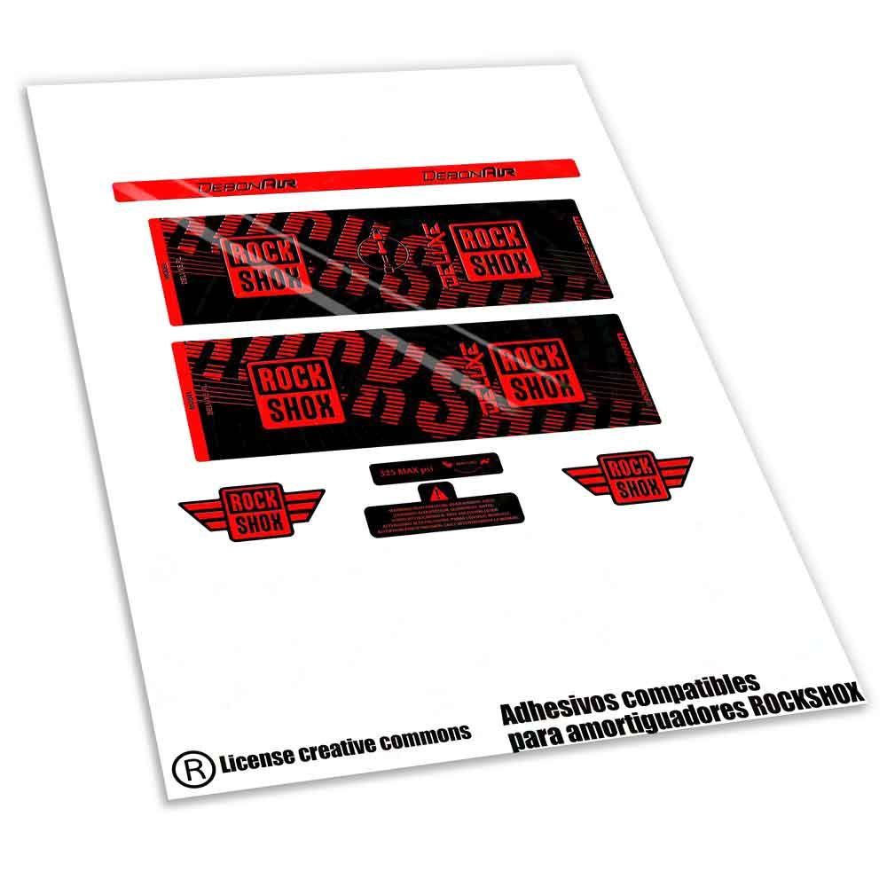 KIT DE PEGATINAS COMPATIBLES PARA AMORTIGUADOR ROCKSHOX RL -RL REMOTE 2018-19 WP628, COLOR: ROJO FLUOR