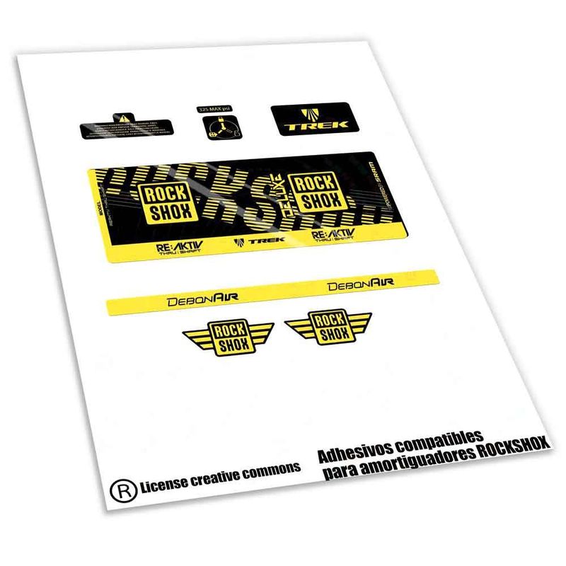 KIT DE PEGATINAS COMPATIBLES PARA AMORTIGUADOR ROCKSHOX DELUXE REAKTIV THRU SHAFT 2018-19 WP629