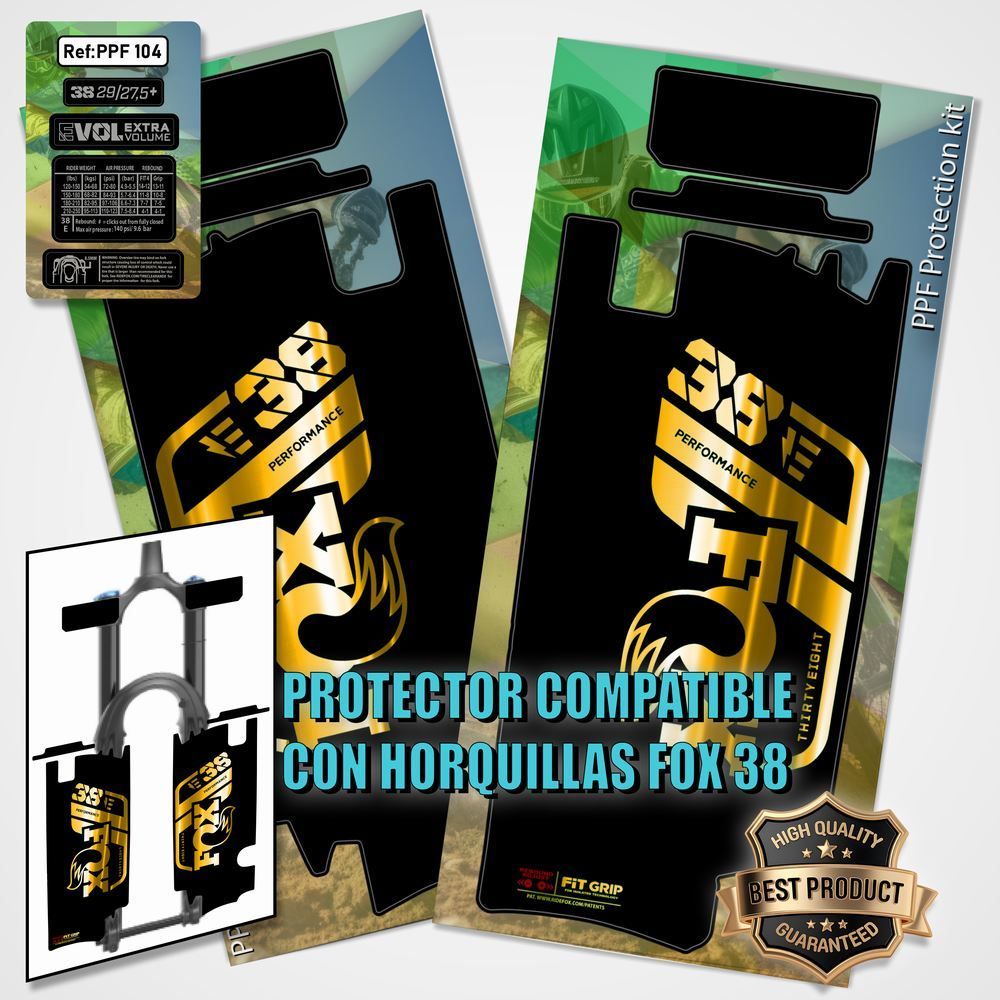 Protecciones compatibles con horquilla fox 38 performance ebike PPF104, COLOR: CROMADO ORO