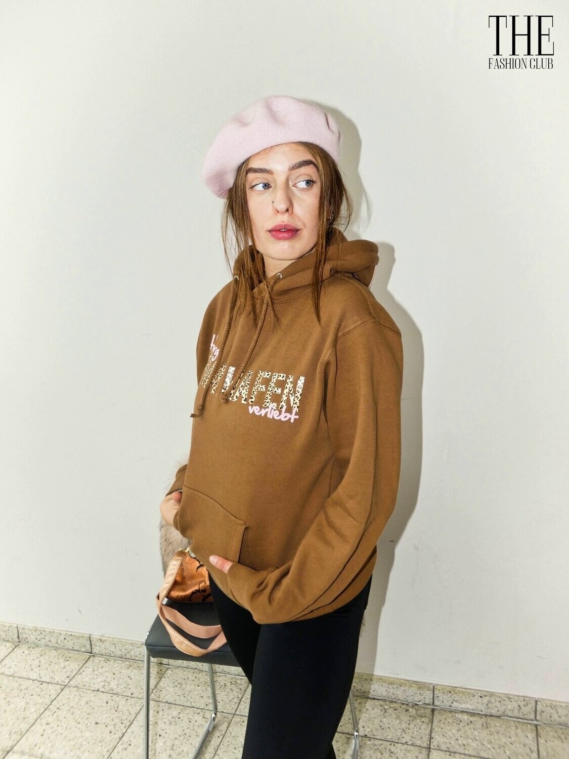 HEIMATHAFEN Hoodie verliebt Braun / Rosa