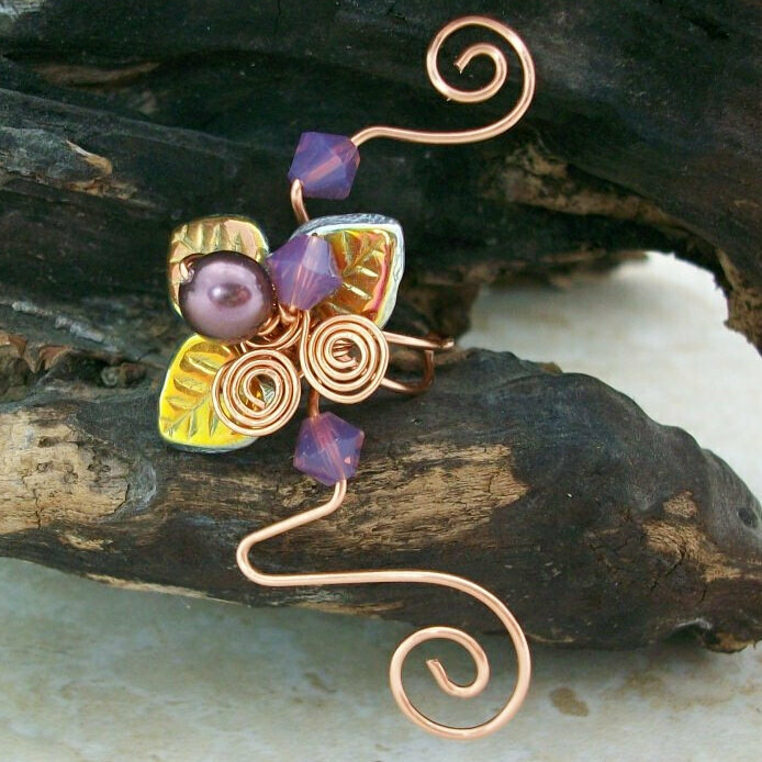 Ear Cuff Art Nouveau Autumn Flame No Piercing