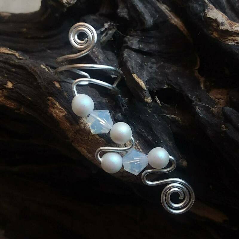 Crystal Pearl Ear Climber Ear Cuff No Piercing