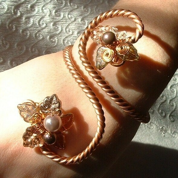 Copper Art Nouveau Arm Cuff Bracelet