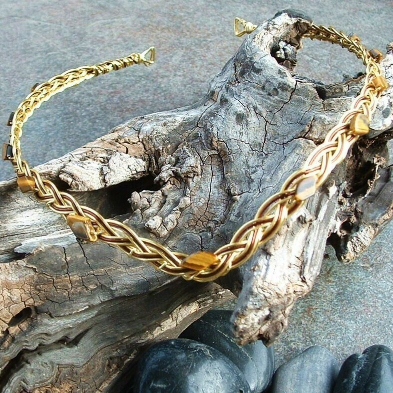 Tigers Eye Golden Celtic Weave Circlet Crown