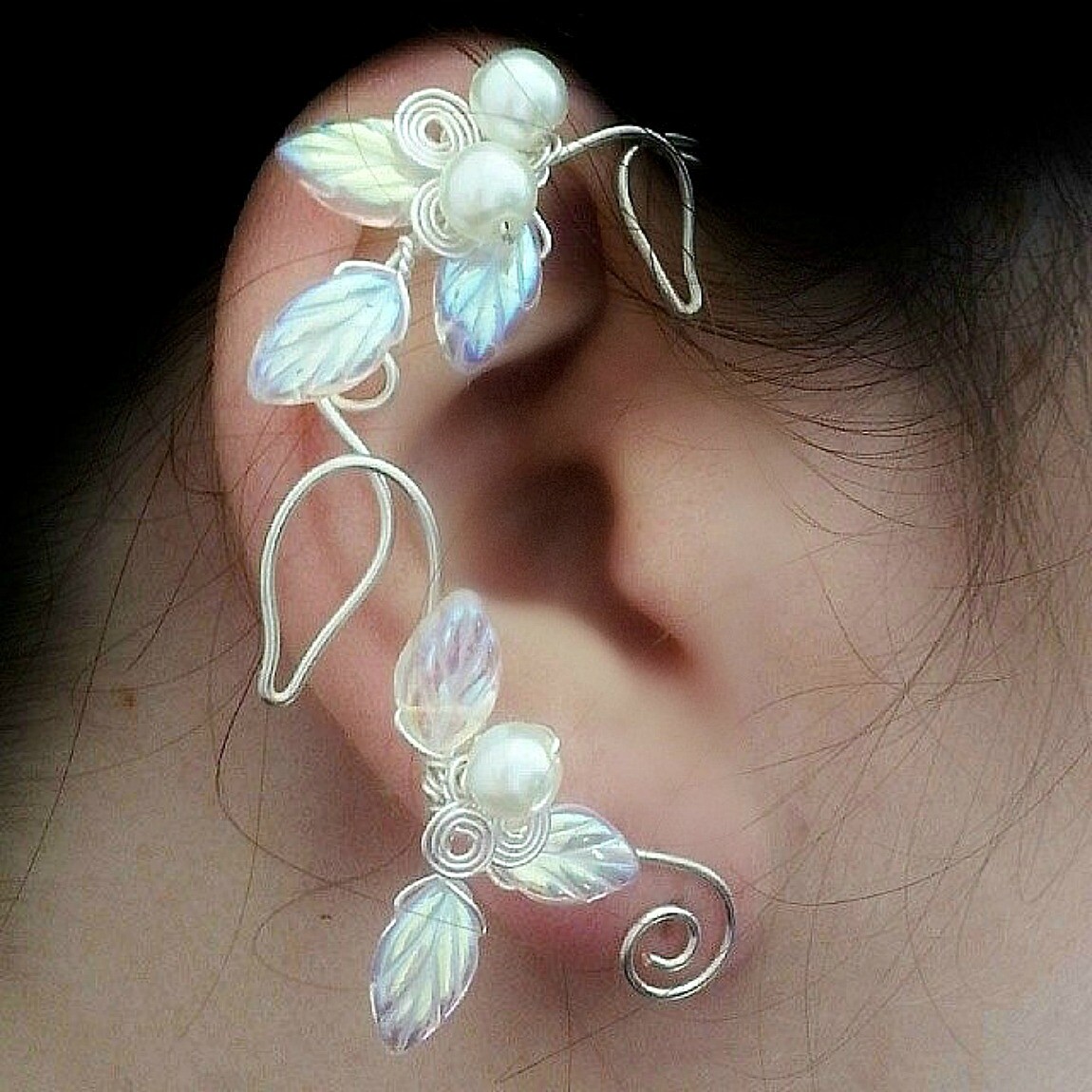 Fairy Wedding Ear Cuff Climber, No Piercing - Aurora Ice Collection