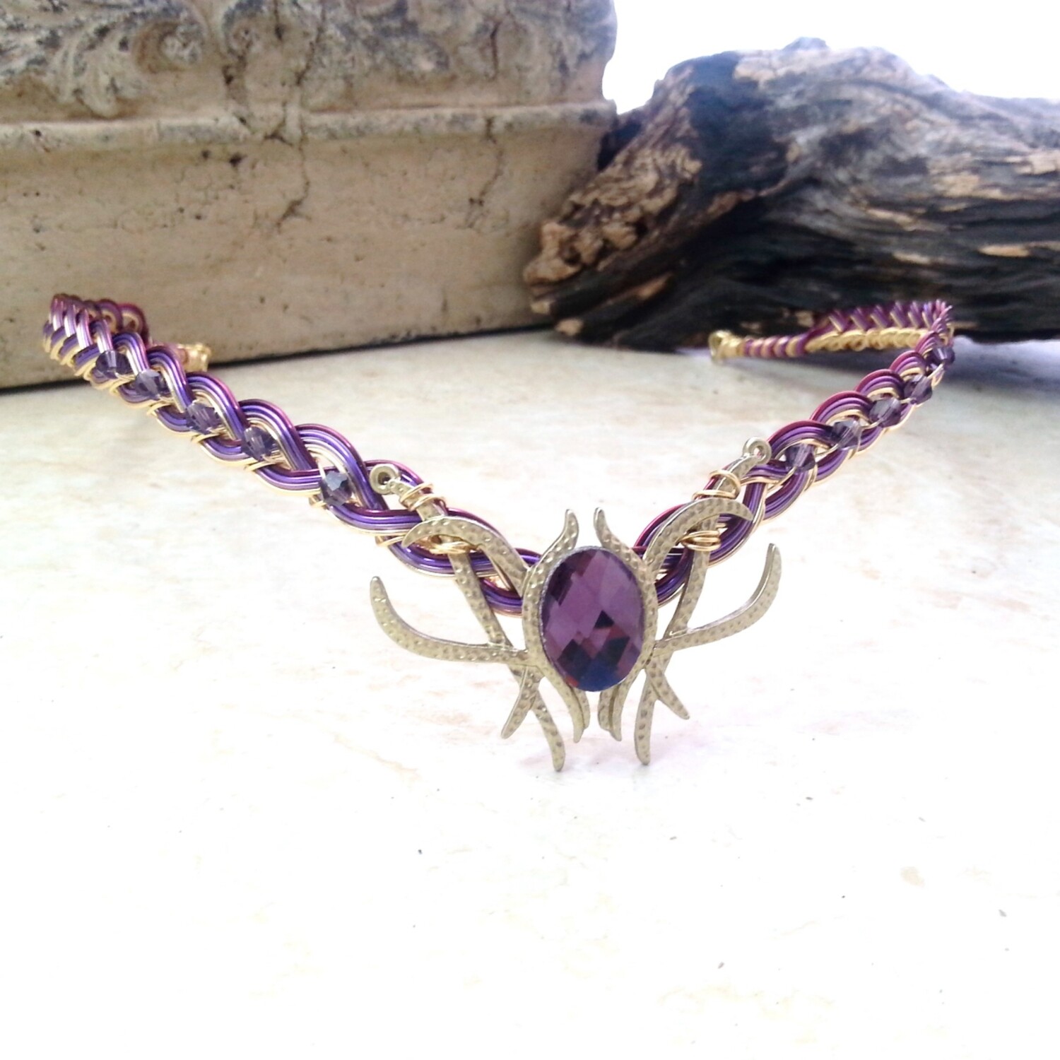 Purple Amethyst Oracle Gem Elven Circlet Tiara Crown