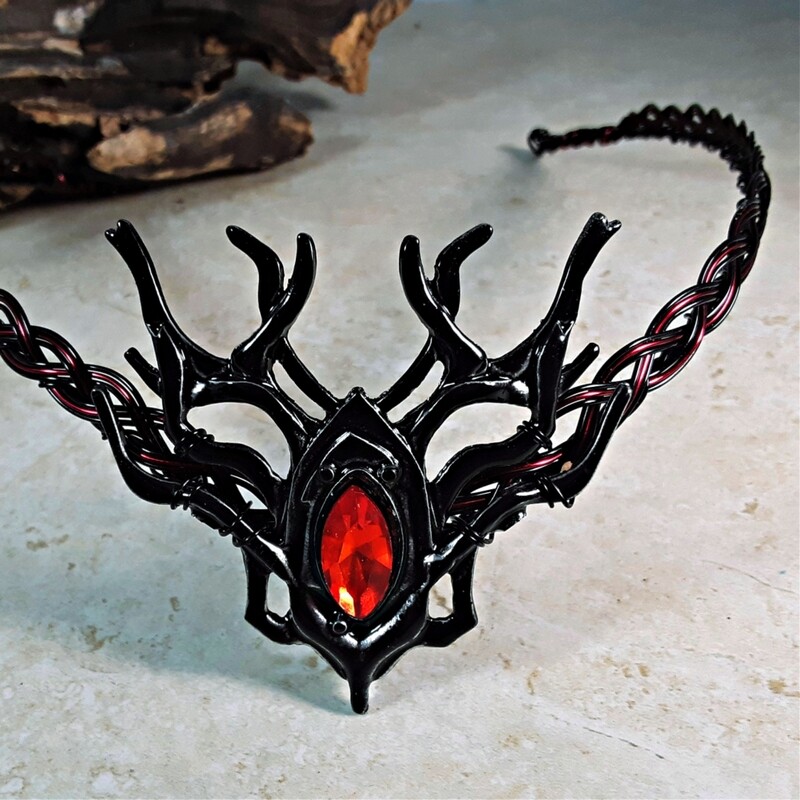 Dark Elf Circlet Black Woodland Crown Cosplay Headdress for Women or Men