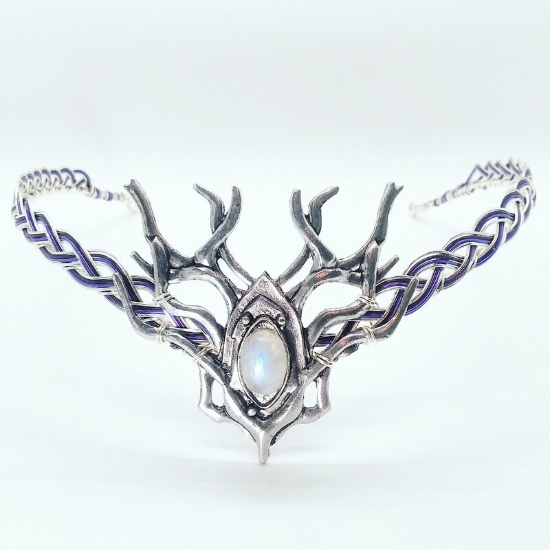 Moonstone Elven Headdress Celtic Woodland Stag Circlet