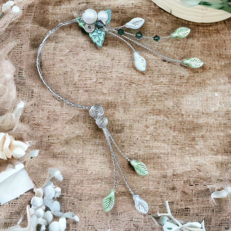 Fairy Grunge Leafy Ear Cuff Vine Wrap Spring Green