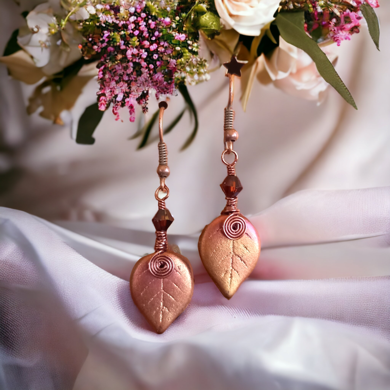 Fae Leaf Dangle Earrings Copper Mocha