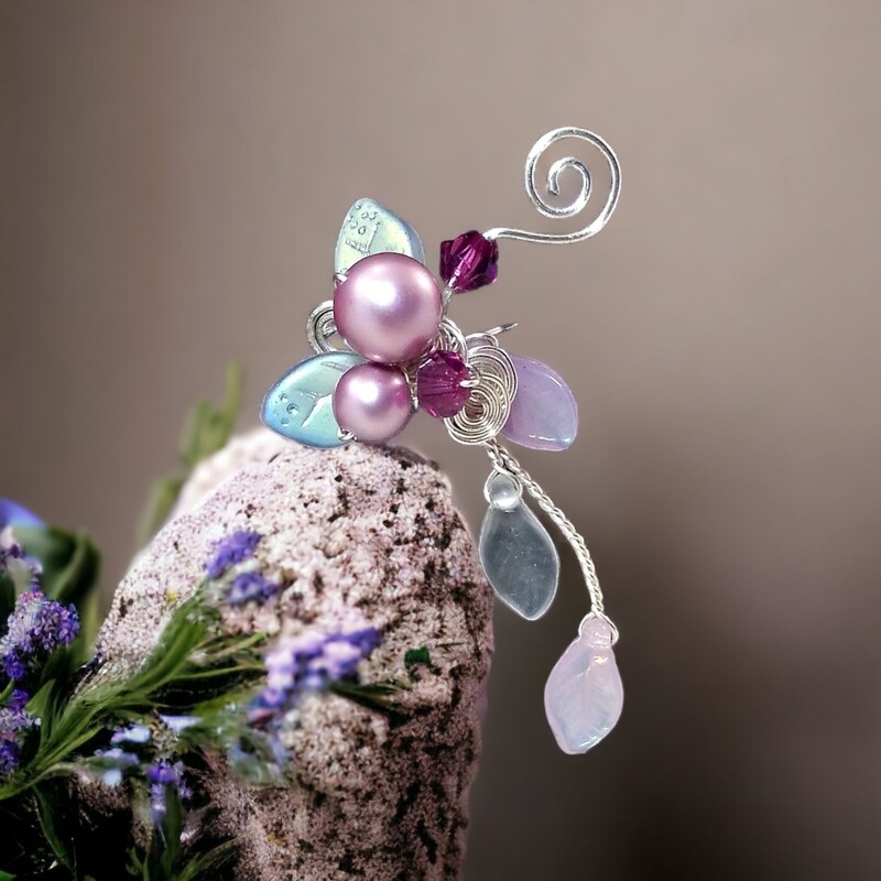 Pink Fairycore Ear Cuff Ear Climber No Piercing
