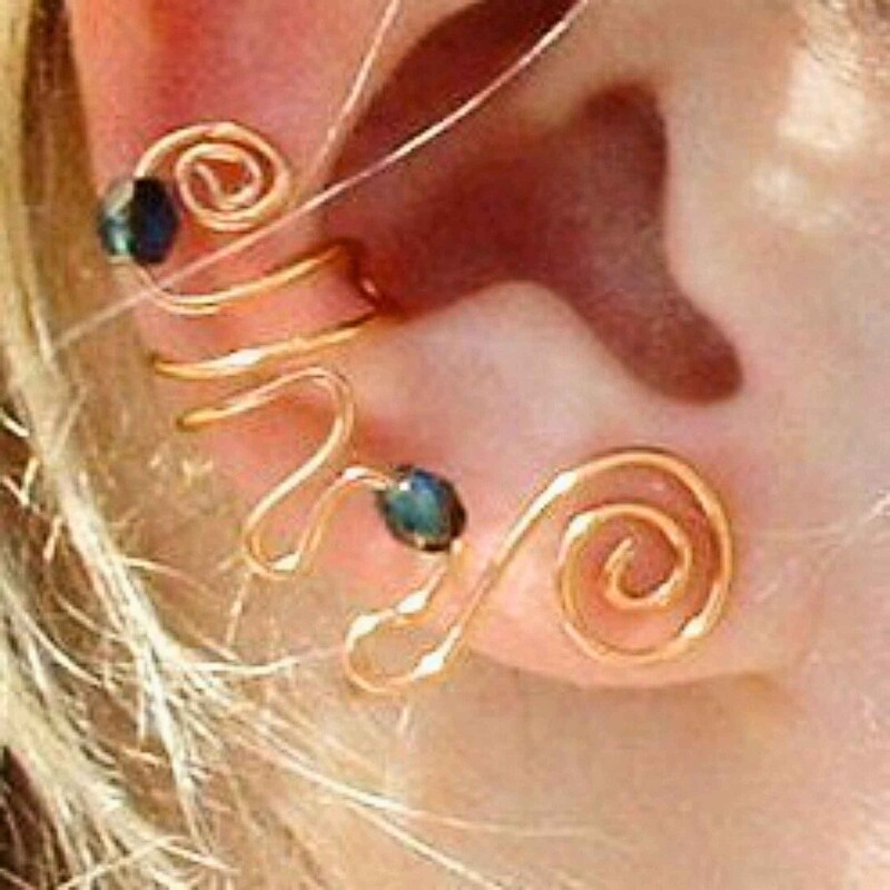 Ear Cuff Green Crystal Swirl No Piercing Climber